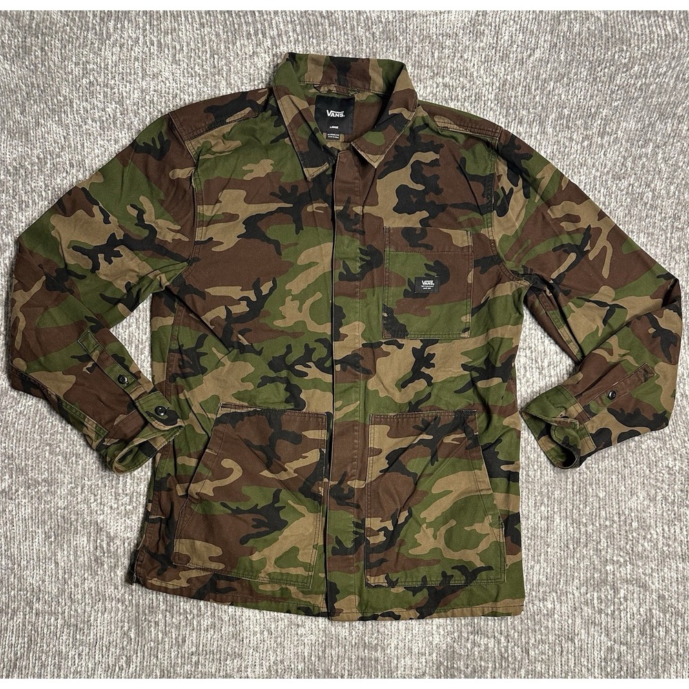 Vans Camo Snap Classic Fit Mens Large Multicolor Long Sleeve Collared Shirt